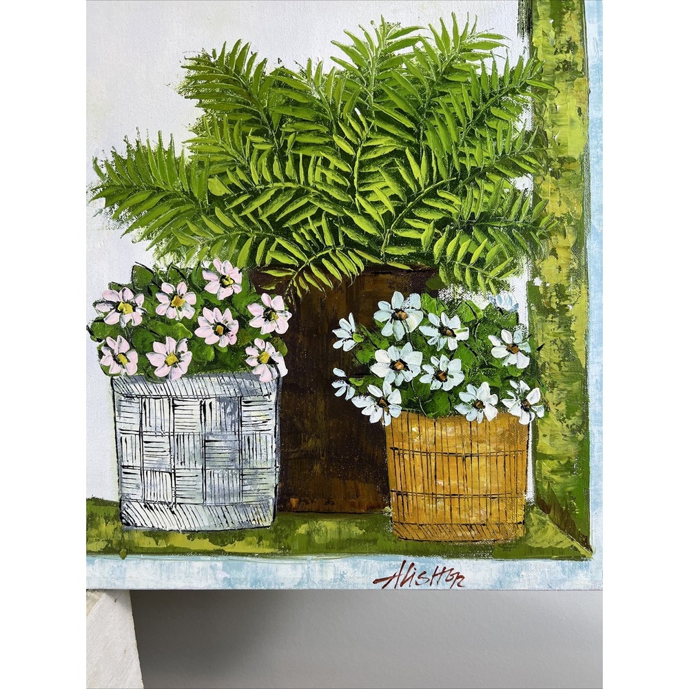 Alisher Signed Vintage Oil Painting on Canvas 24 Inches Height and 36 Inch Wide - Picture 3 of 12